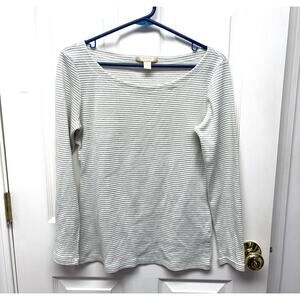 Banana Republic Boat Neck Sweater, White Silver Metallic Stripe Women's Size M